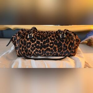 J Crew Delphine Shoulder Bag In Suede Leopard